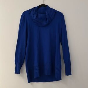 Blue Cowl Turtleneck Sweater